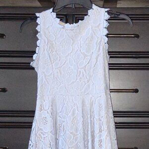 Rare Editions Baby Blue Floral Lace Girls Dress